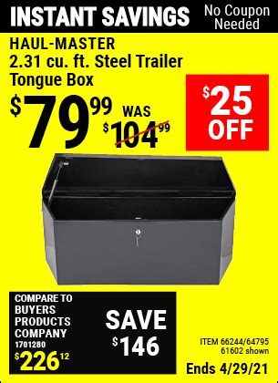 haul-master 2.31 cu. ft. steel trailer tongue box|harbor freight trailer tongue extension.